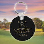 Porte-clés Nom Du Club De Golf Personnalisé Noir Et Or<br><div class="desc">Personnalisez avec le nom de votre club de golf et la date établie. Conçu par Thisisnotme©</div>