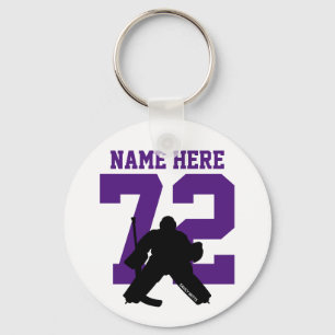 Porte-clés Nom du gardien de hockey personnalisé Numéro viole
