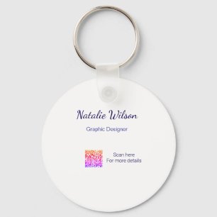 Porte-clés nom du graphiste scannez le code QR détails profes
