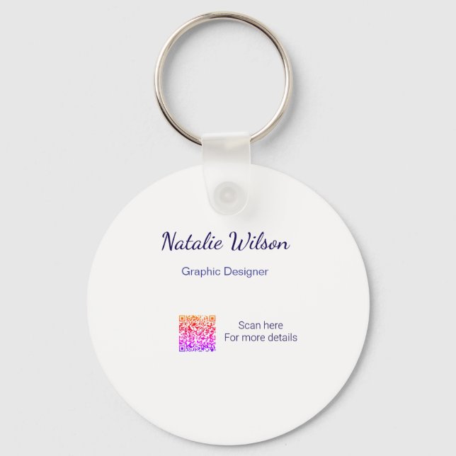 Porte-clés nom du graphiste scannez le code QR détails profes (Recto)