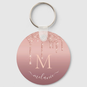 Porte-clés Nom du monogramme Rose Parties scintillant de  Gol