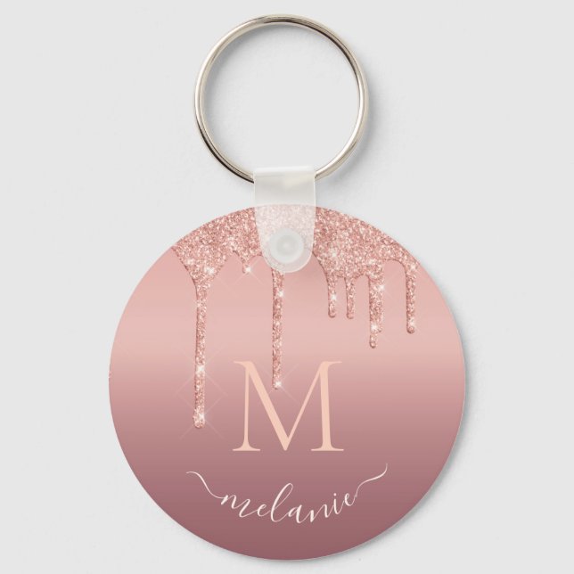 Porte-clés Nom du monogramme Rose Parties scintillant de  Gol (Recto)