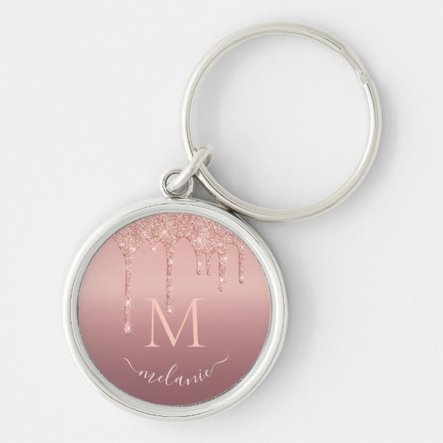 Porte-clés Nom du monogramme Rose Parties scintillant de  Gol (Devant)