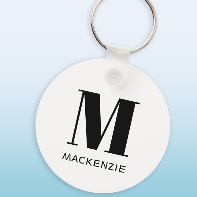 Porte-clés Nom du monogramme simple (Modern monogram personalized name keyring)