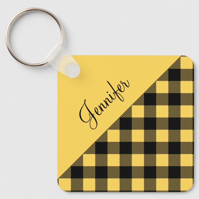 Porte-clés Nom du Motif de contrôle du Buffalo Jaune (Recto)