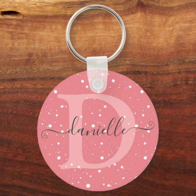 Porte-clés Nom du Motif pointillé mignon Monogrammé Signature (Recto)