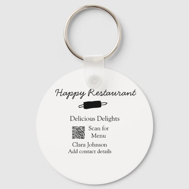 Porte-clés Nom du restaurant scan QR menu ajouter les coordon (Recto)