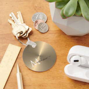 Porte-clés Nom du script métal radial or