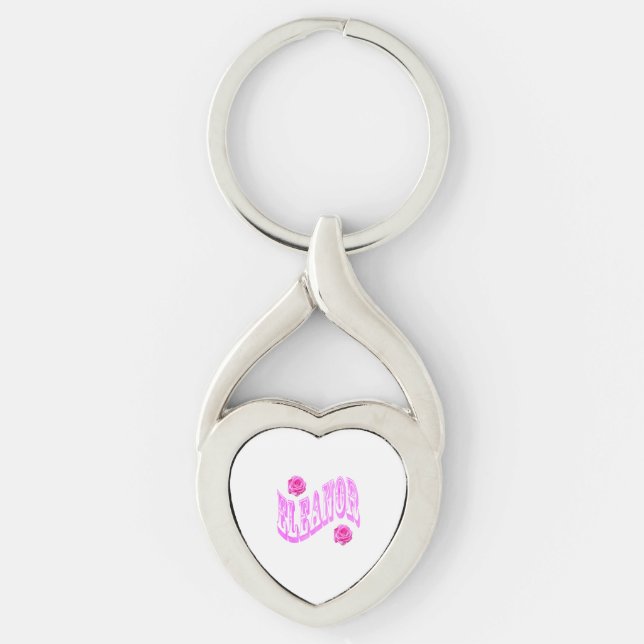 Porte-clés Nom Eleanor rose avec des roses, (Devant)