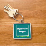 Porte-clés Nom et logo de l'entreprise, Carré vert Turquoise<br><div class="desc">Porte - clé couleur argent que vous pouvez customiser pour mettre votre nom d'entreprise et logo. Vous pouvez l'inclure dans vos produits promotionnels, cadeaux ou cadeaux offerts à vos clients ou clients pour promouvoir votre marque. Un accessoire que vous pouvez inclure dans vos documents marketing pour annoncer votre entreprise. Porte...</div>