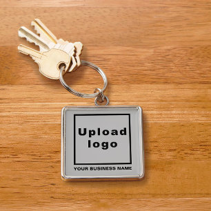 Porte-clés Nom et logo de l'entreprise sur le Carré gris Prem
