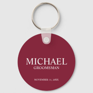 Porte-clés Nom et monogramme du Groomsman personnalisé