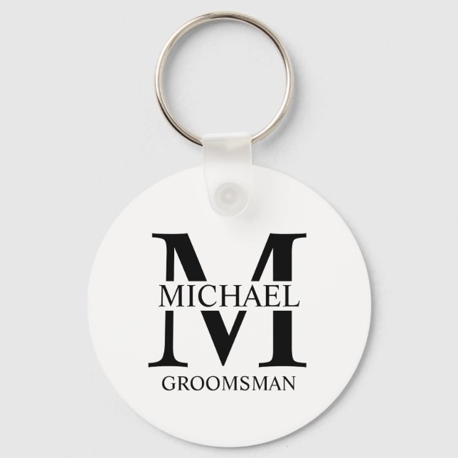 Porte-clés Nom et monogramme du Groomsman personnalisé (Recto)