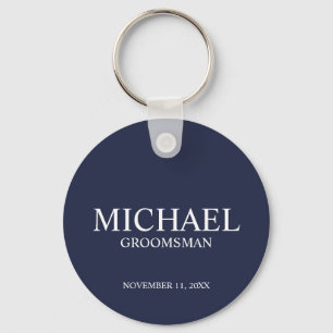 Porte-clés Nom et monogramme du Groomsman Personnalisé de la