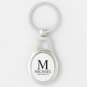 Porte-clés Nom et monogramme du Groomsman personnalisé modern