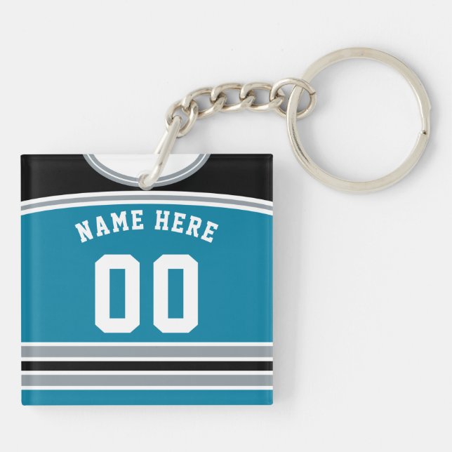 Porte-clés Nom et numéro Clavier Jersey, Crosse de hockey (Dos)