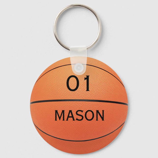 Porte-clés Nom et numéro personnalisés Basketball Sports (Recto)