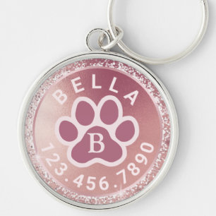 Porte-clés Nom et téléphone du monogramme Étiquette Rose Go