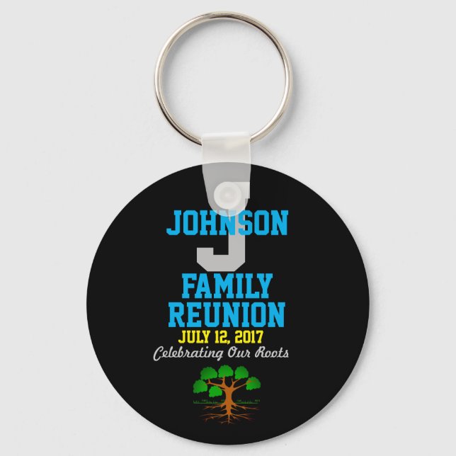 Porte-clés Nom Famille Réunion avec n'importe quelle date - (Recto)