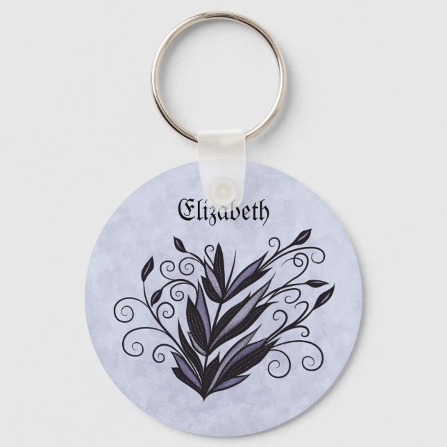 Porte-clés Nom fleuri gothique plante (Recto)