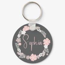 Nom floral personnalisé rose