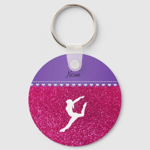Porte-clés Nom gymnaste neon pas rose parties scintillant