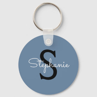 Porte-clés Nom Monogramme Bleu
