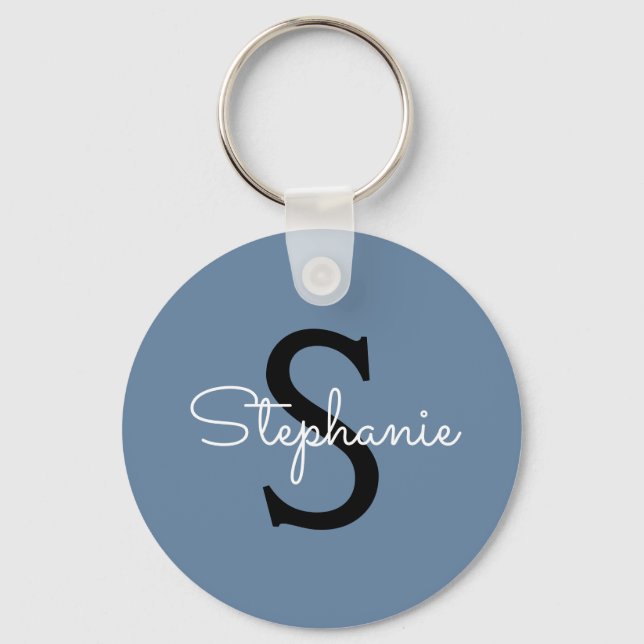 Porte-clés Nom Monogramme Bleu  (Recto)