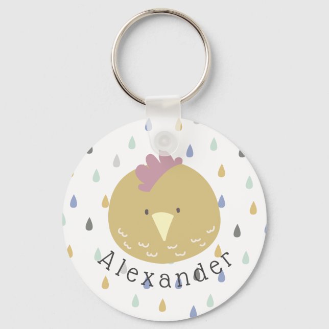 Porte-clés Nom personnalisable Cute Chick (Recto)