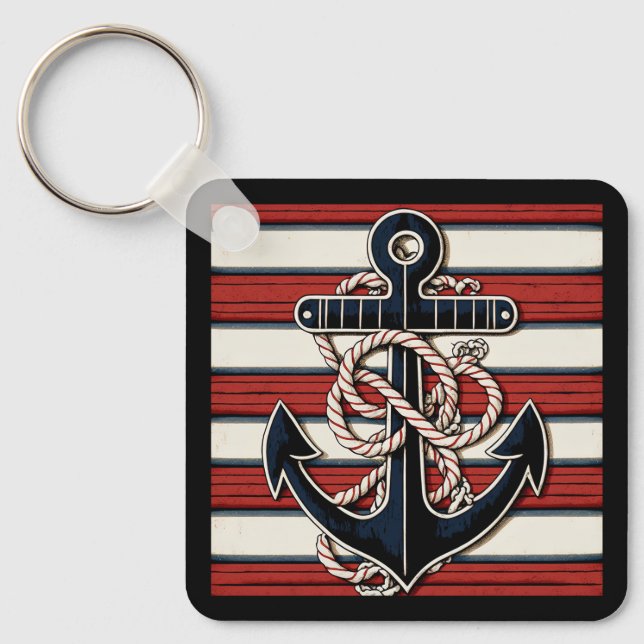 Porte-clés Nom personnalisé Ancre nautique (Recto)