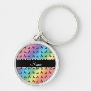 Porte-clés Nom personnalisé arc-en-ciel licorne motif