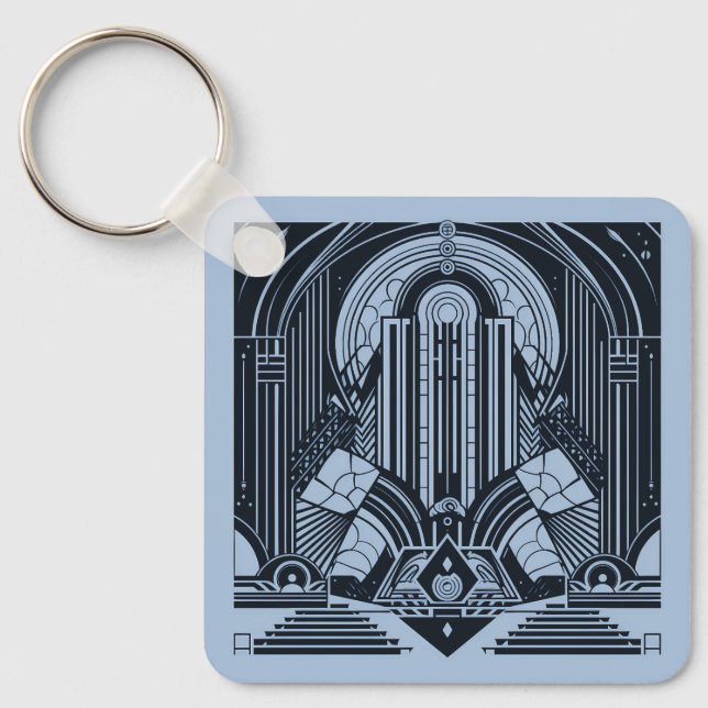 Porte-clés Nom personnalisé Art Déco (Recto)