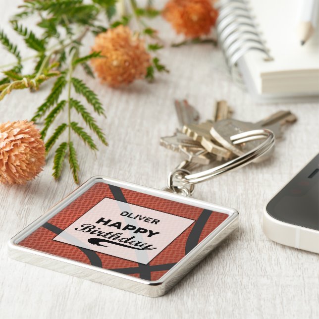 Porte-clés Nom Personnalisé Basketball Anniversaire Grand Bal (Côté)