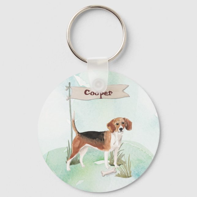 Porte-clés Nom personnalisé Beagle Chien de compagnie (Recto)