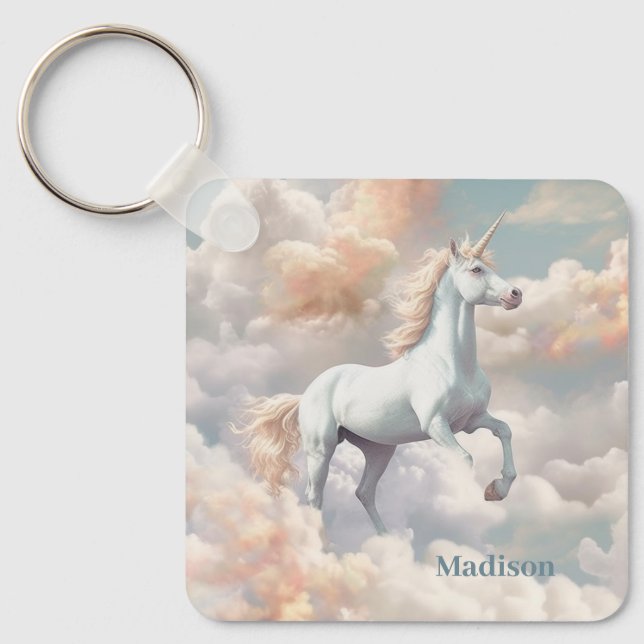 Porte-clés Nom personnalisé belle licorne (Recto)
