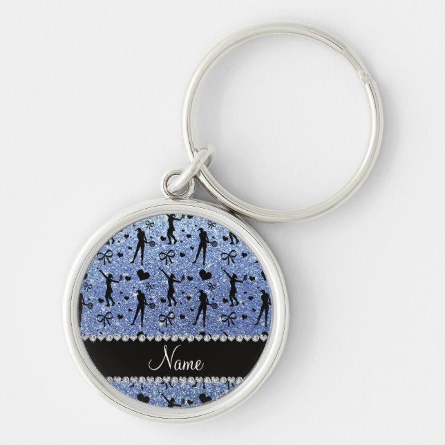 Porte-clés Nom personnalisé bleu clair parties scintillant co (Devant)