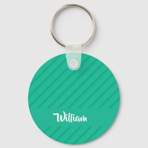 Porte-clés Nom personnalisé bleu diagonale plastique textur