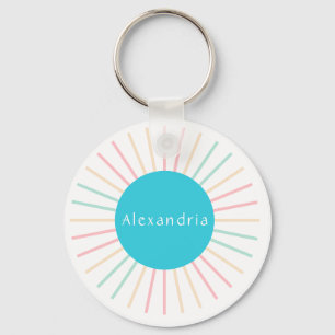 Porte-clés Nom personnalisé Boho Turquoise