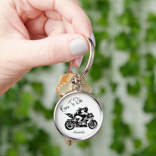 Porte-clés Nom personnalisé Born To Ride (main)