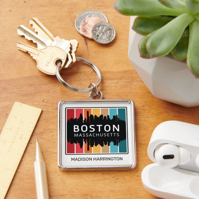 Porte-clés Nom personnalisé Boston Massachusetts (Bureau)