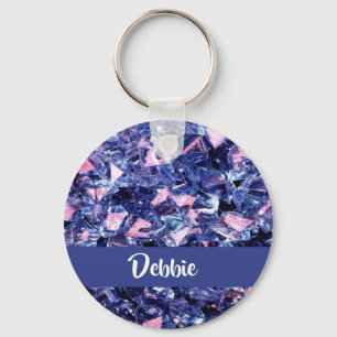 Porte-clés Nom personnalisé cristaux brillants bleus