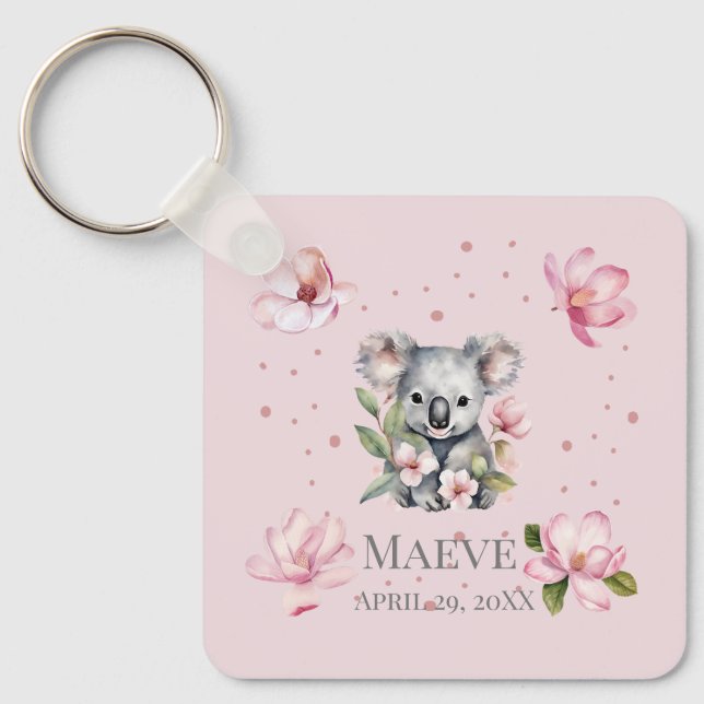 Porte-clés Nom personnalisé Date de naissance Ours Koala (Recto)