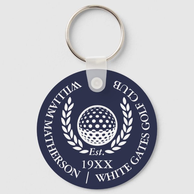 Porte-clés Nom personnalisé de golf classique Navy Blue (Recto)