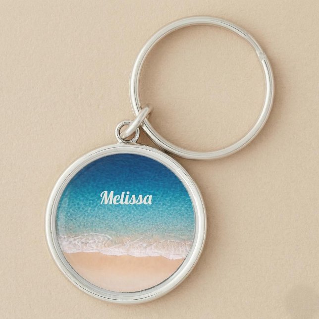 Porte-clés Nom personnalisé de rivage de plage (Créateur téléchargé)