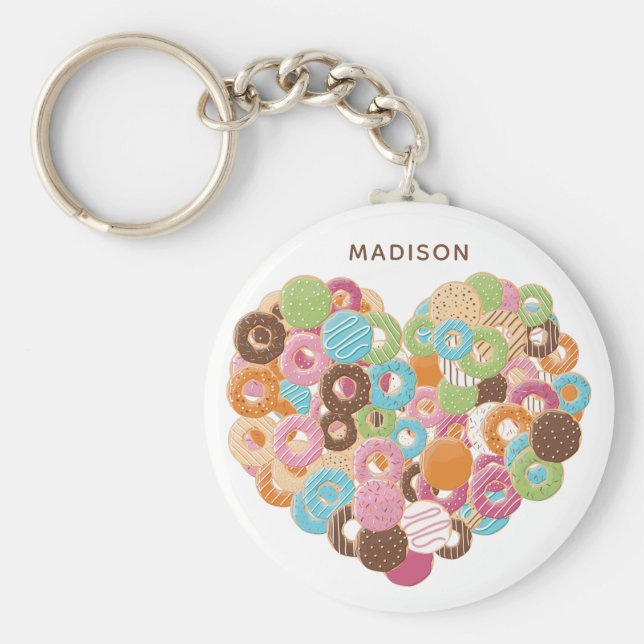 Porte-clés Nom personnalisé Donut Lover porte - clés (Devant)