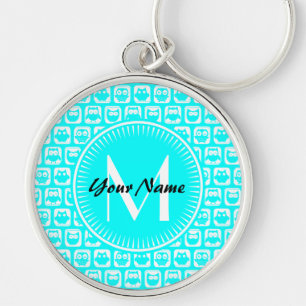 Porte-clés Nom personnalisé du Motif Aqua Owl