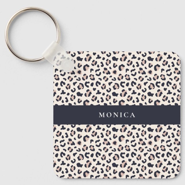 Porte-clés Nom personnalisé du motif Leopard rose (Recto)
