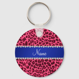 Porte-clés Nom personnalisé empreinte de léopard rose Bande b