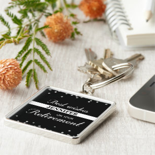 Porte-clés Nom personnalisé, Félicitations à la retraite Noir