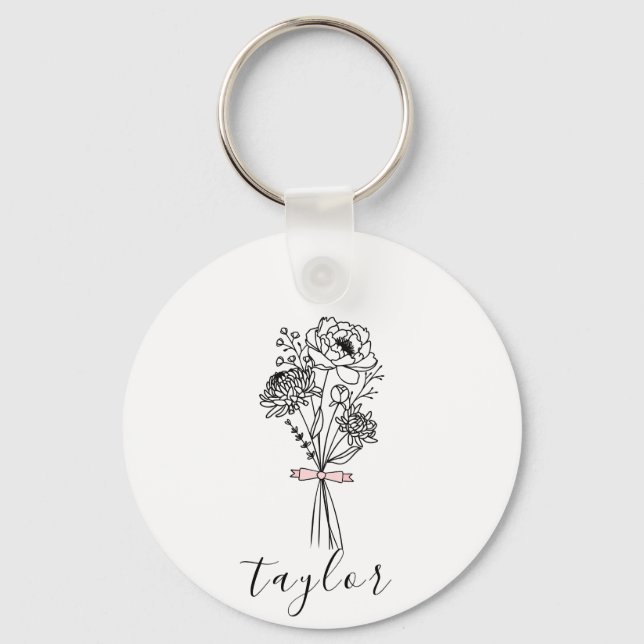 Porte-clés Nom personnalisé fleur sauvage (Recto)